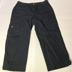 Lauren Ralph Lauren black cargo capri shorts wide leg sz 12 floods ankle pants